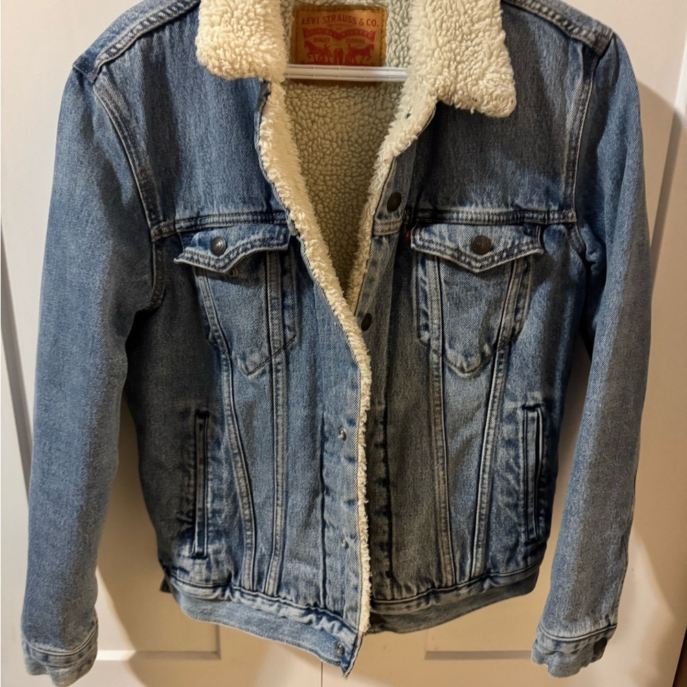 Levi's Blue Denim Sherpa Jacket
